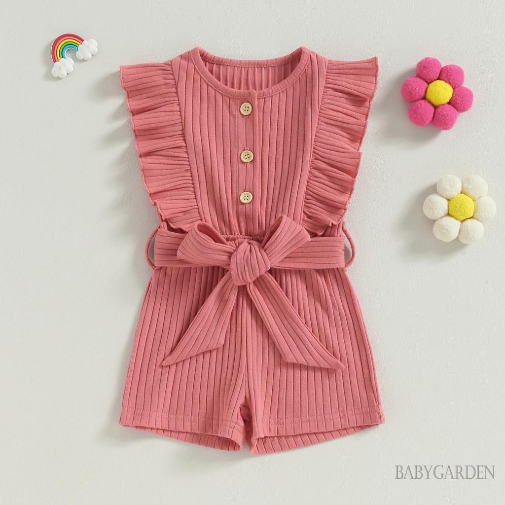 Bộ Áo Liền Quần Cổ Tròn Không Tay Màu Sắc Thời Trang Mùa Hè Dành Cho Bé Gái / 9 Tháng-4 Tuổi