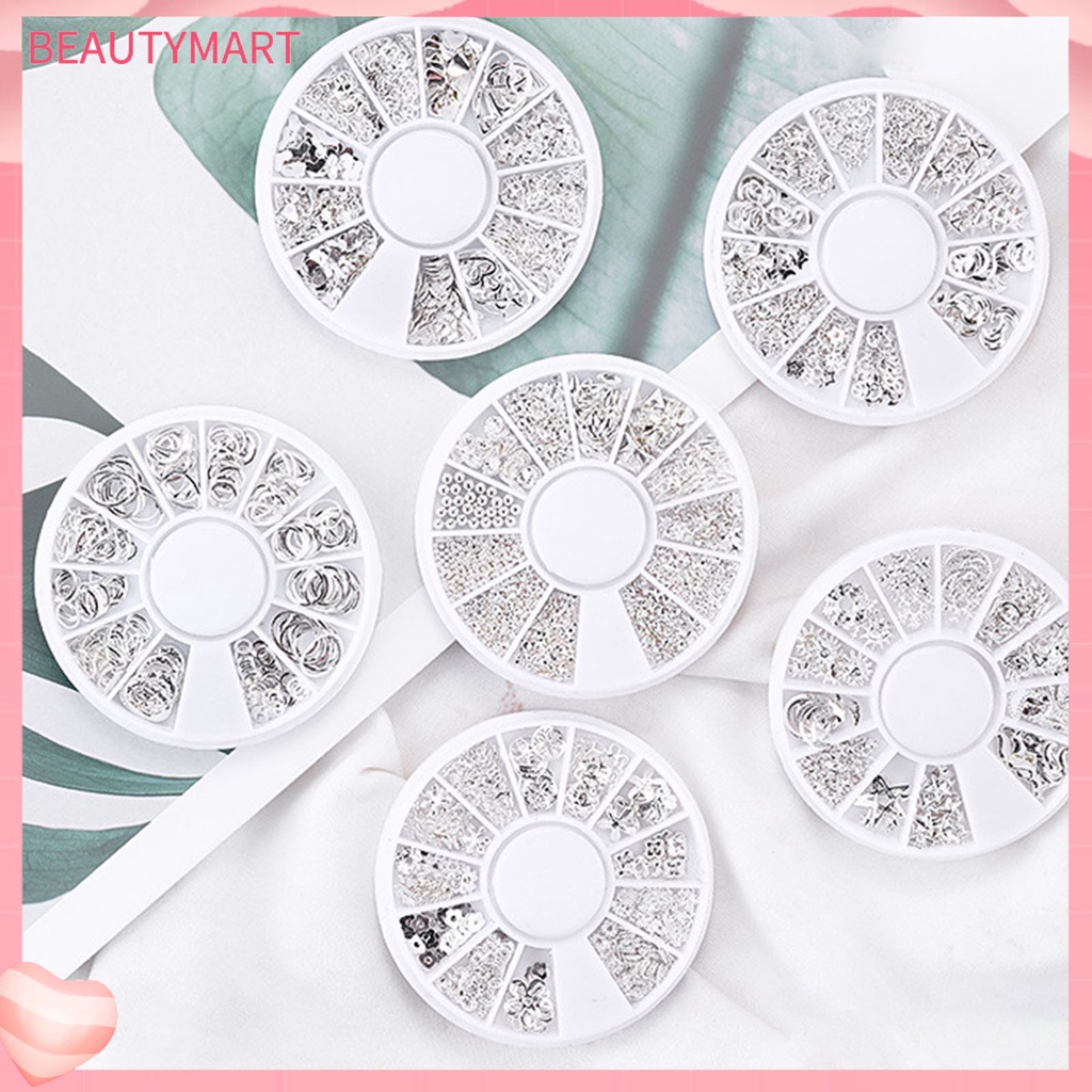 1 Bộ Phụ Kiện Trang Trí Móng Tay Nghệ Thuật Bằng Kim Loại Màu Sắc Sống Động Đa Dạng