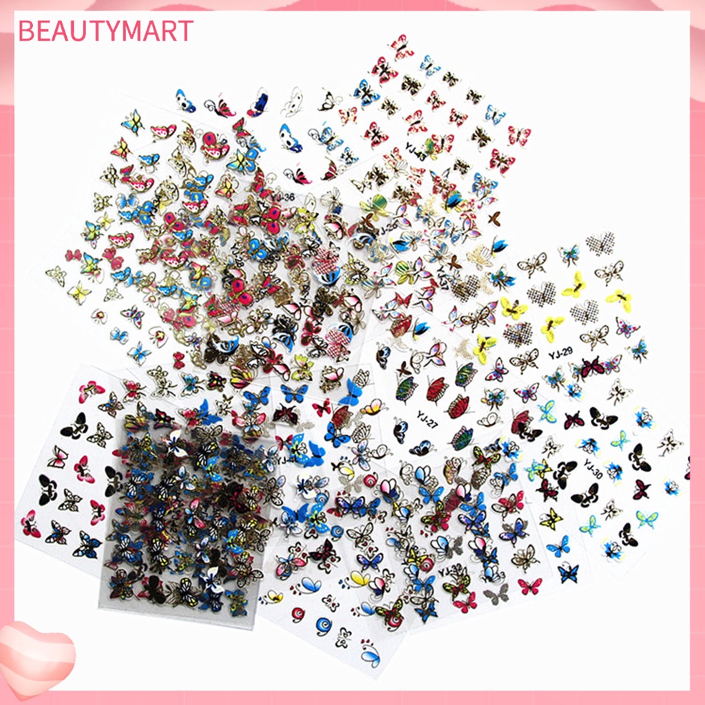 Bộ 24 Miếng Dán Móng Tay Ba Chiều Tự Dính Hình Bướm Dễ Sử Dụng Cho Nữ
