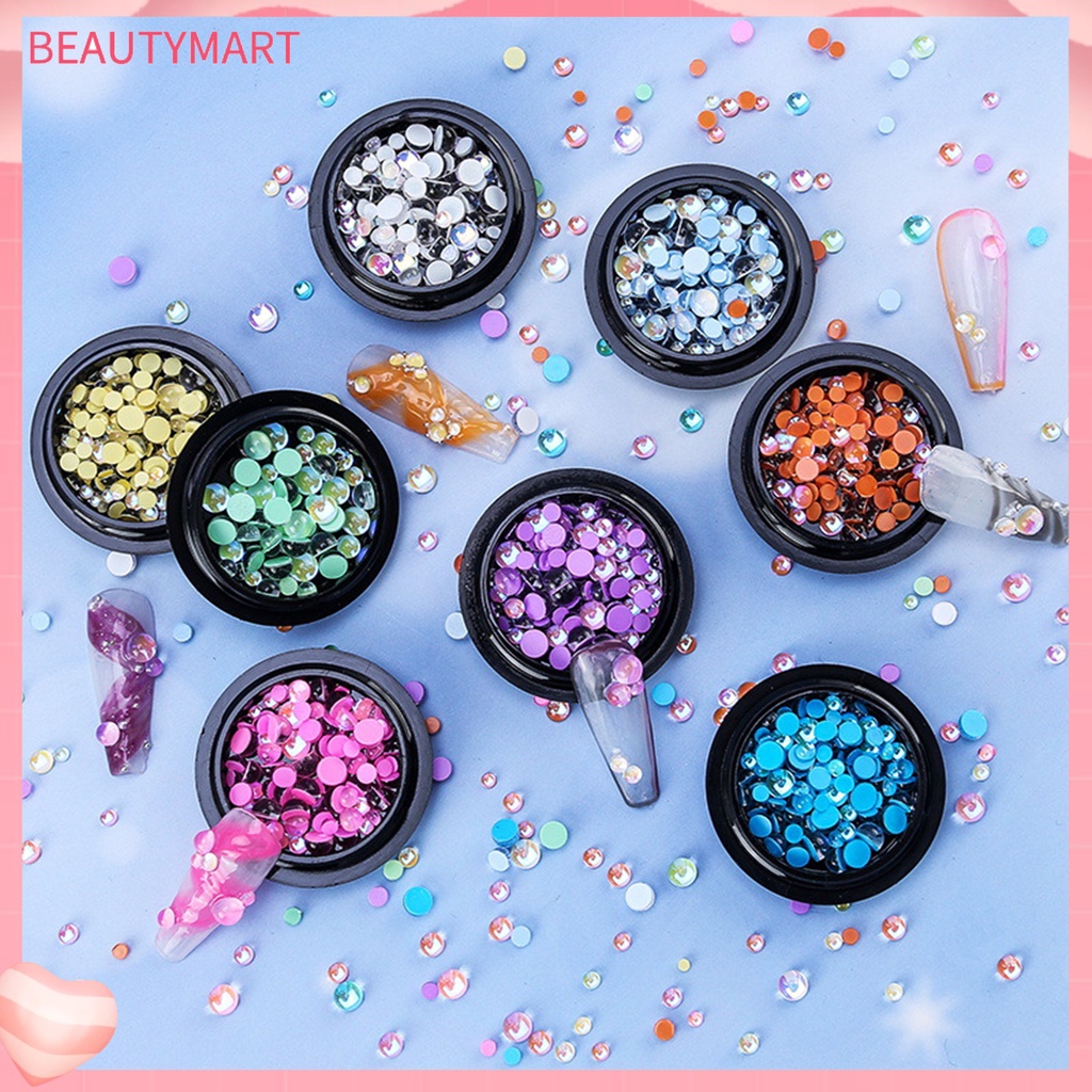 Hộp 100 Hạt Mocha Trong Suốt Dùng Trang Trí Móng Tay / Móng Tay Nghệ Thuật