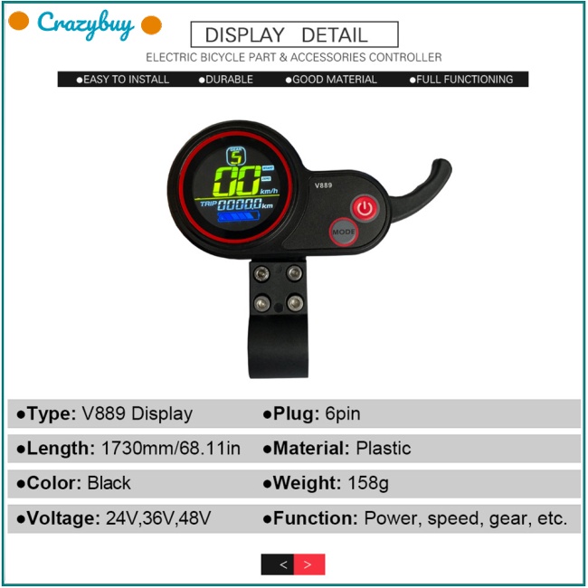 Bộ Điều Khiển CR Kugoo M4 17a Màn Hình Màu Hiển Thị V889 Cho Xe Đạp Điện