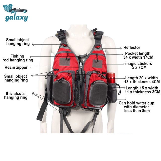 Galaxy Áo Khoác Câu Cá Sát Nách Vải Oxford Nhiều Túi Thoáng Khí Đa Năng Cho Nam