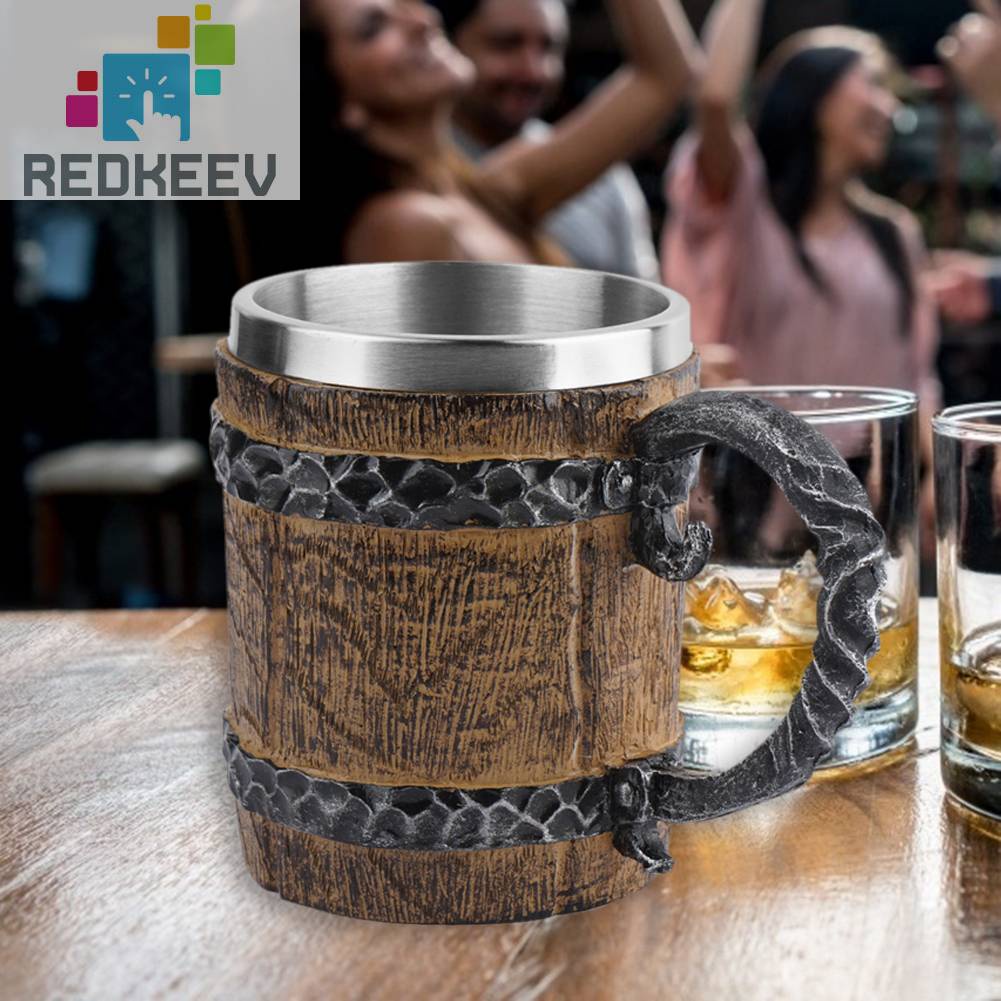 Cốc Uống Bia / Cà Phê Bằng Thép Không Gỉ Hai Lớp Gắn Tường Cổ Điển Trang Trí Quán Bar