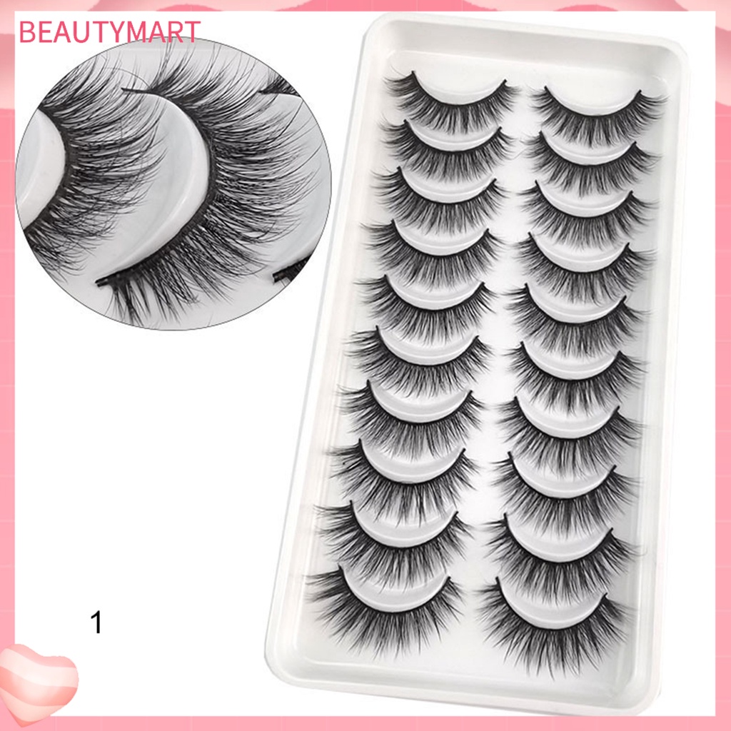Set 10 Cặp Lông Mi Giả Màu Đen Dài Tự Nhiên Trang Điểm Cho Nữ