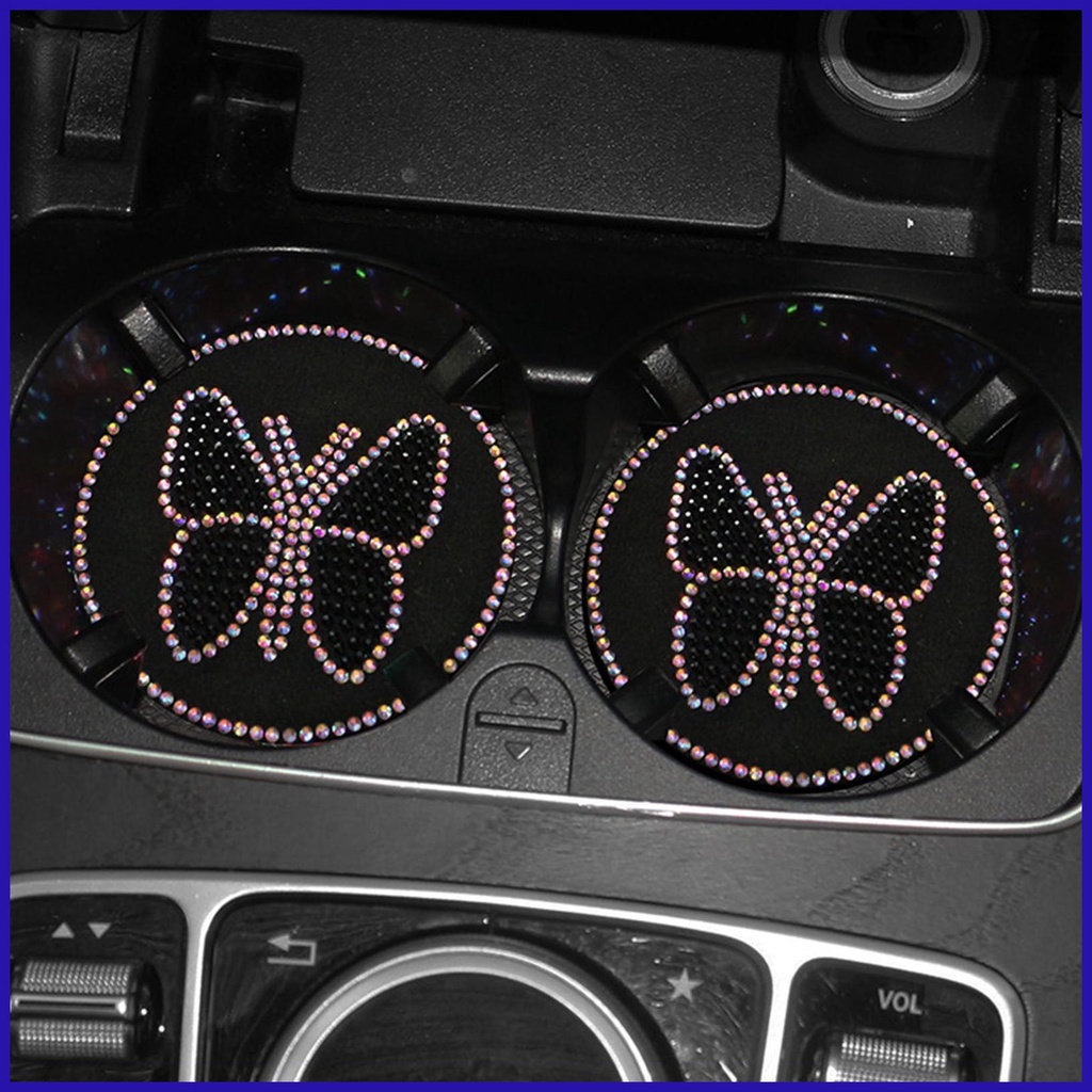 Đế Lót Ly Dày Cách Nhiệt Chống Trượt Hình Bướm Lấp Lánh Thông Dụng Cho Xe Hơi