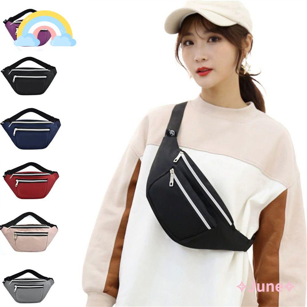 JUNE Túi Đeo Hông Vải Oxford Hình Quả Chuối Phong Cách Hip Hop