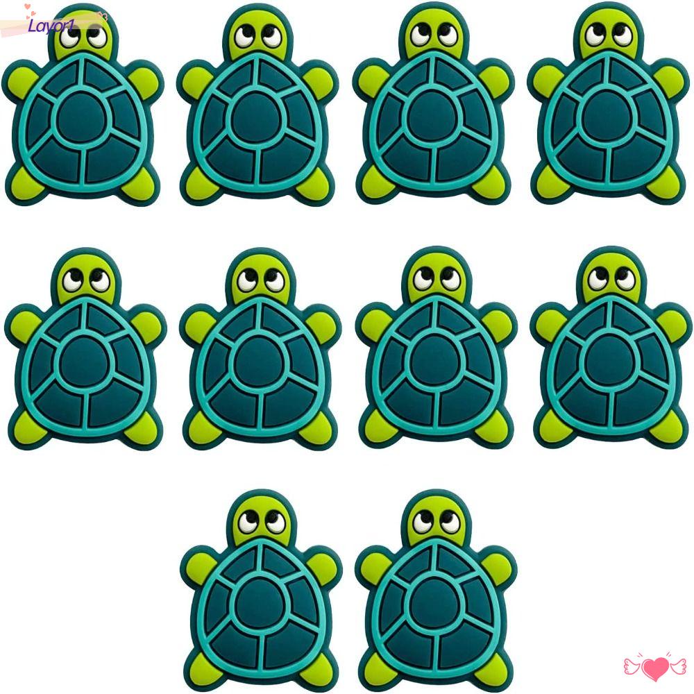 LAYOR1 Set 10 Hạt Silicone Xỏ Lỗ Màu Xanh Lá Làm Vòng Tay / Móc Khóa DIY