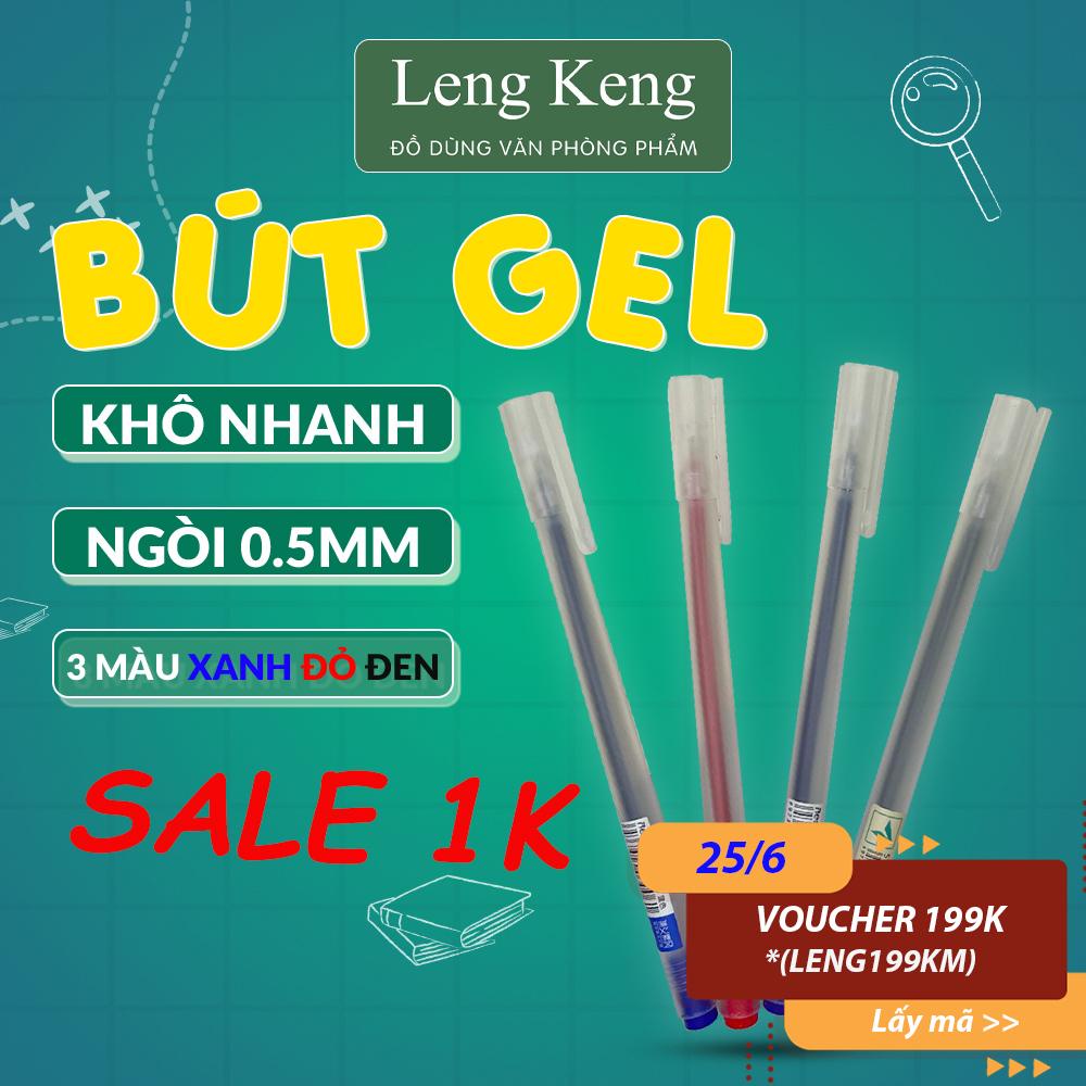 Bút gel LENG KENG bút bi nước khô nhanh ngòi 0.5mm viết trơn mực đều nét chữ đẹp B16