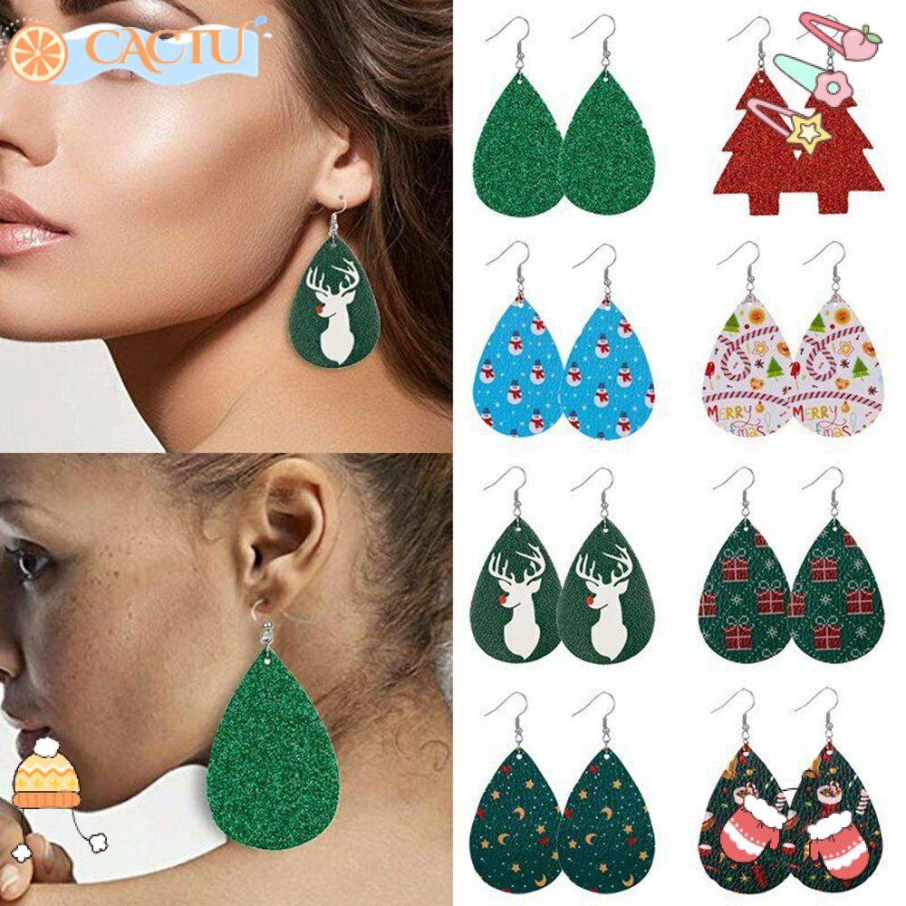 CACTU Bông Tai Da Bohemia HìNh GiọT NướC