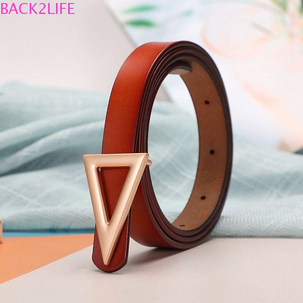 BACK2LIFE Thắt Lưng Da PU Khóa Kim Loại Hình Tam Giác Phong Cách Hàn Quốc Cho Nam Nữ