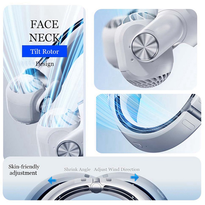 Quạt Đeo Cổ Mini 3 Tốc Độ Rảnh Tay Kèm Sạc USB Tiện Dụng Chất Lượng Cao