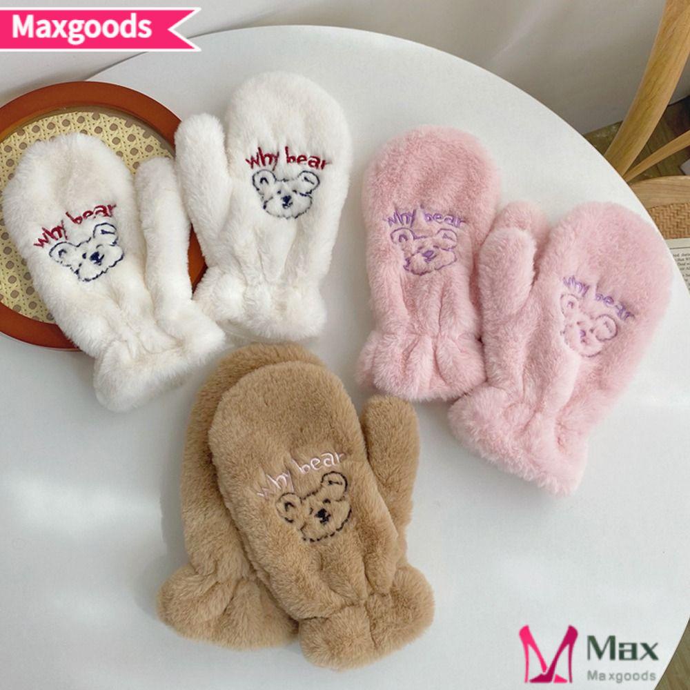 MAXG Găng Tay Giữ Ấm Mùa Đông Thêu Hình Gấu Dành Cho Nữ