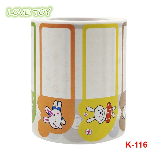 Set 250 Nhãn Dán Ghi Tên Tự Dính Chống Thấm Nước 76X30Mm Họa Tiết Hoạt Hình Dễ Thương