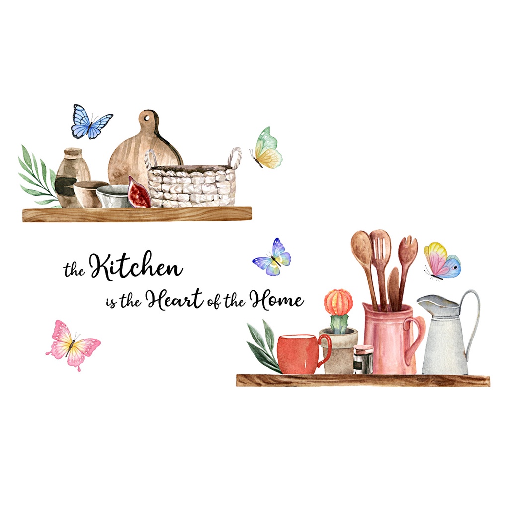 Giấy Dán Tường Tự Dính Chống Thấm Nước Họa Tiết Bướm Hoạt Hình Nhiều Màu Sắc 30x60cm Có Thể Tháo Gỡ Trang Trí Nhà Bếp