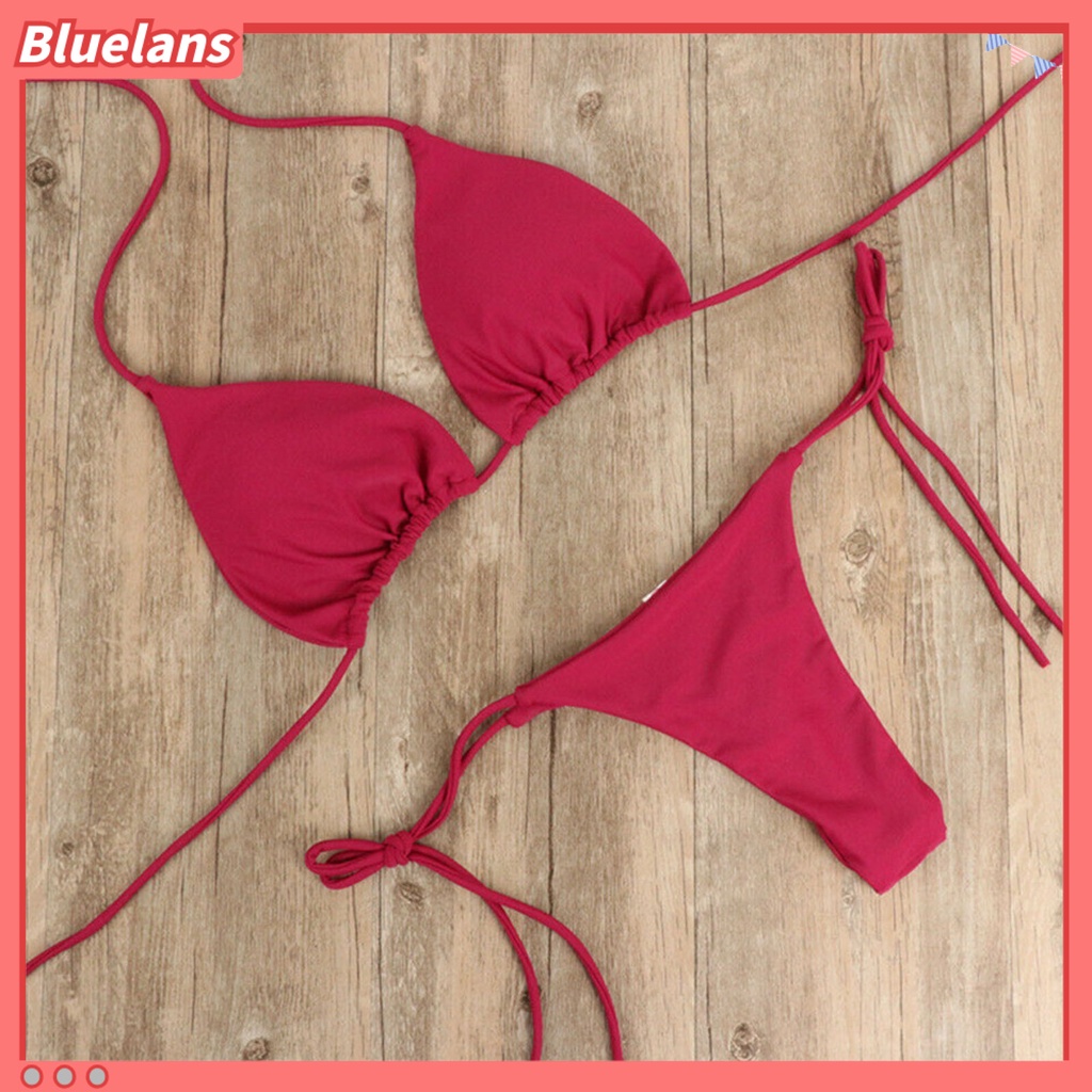 Bộ Bikini 2 Mảnh Dây Đeo Cổ Màu Sắc Thời Trang Cho Nữ