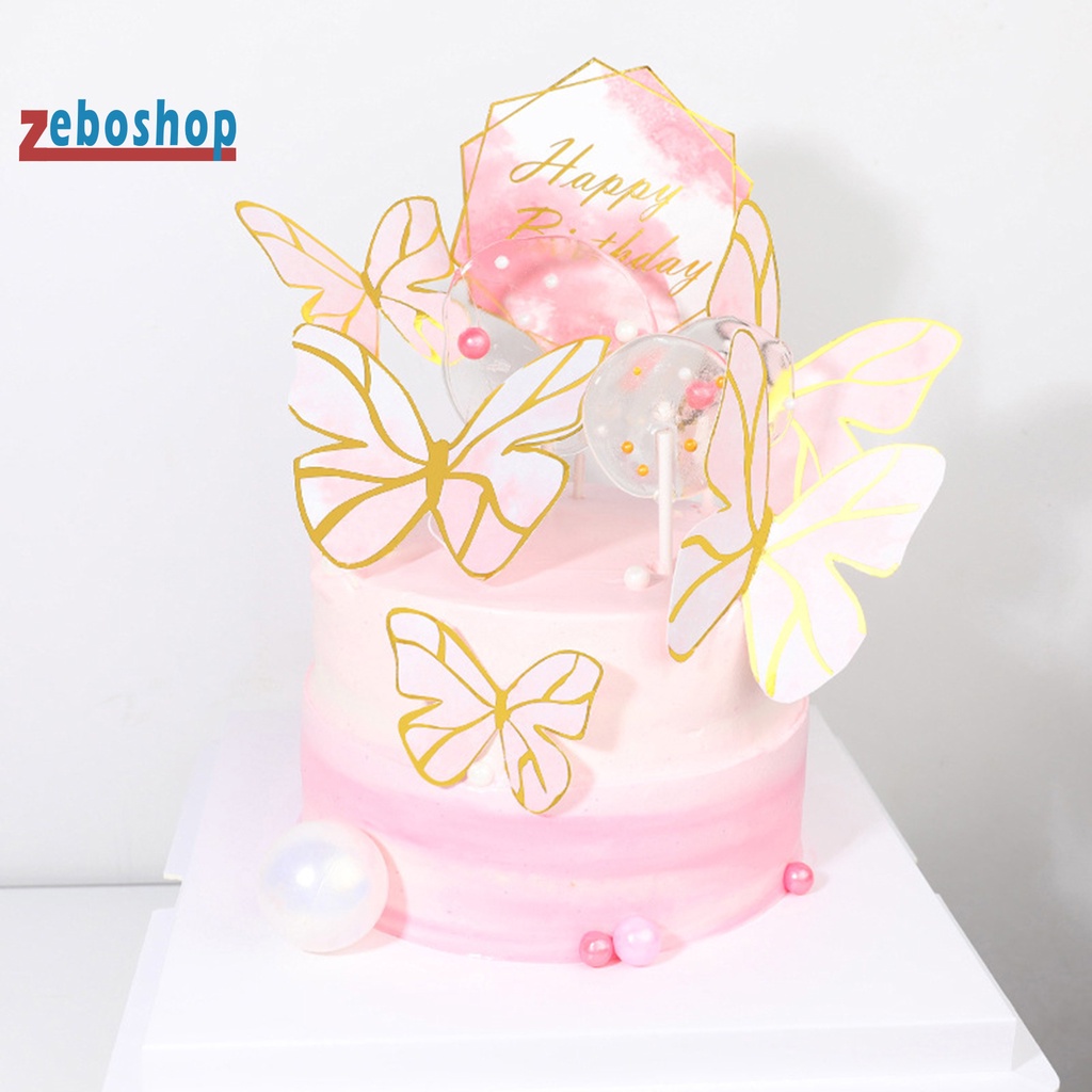 Que Cắm Trang Trí Bánh Kem Hình Bướm Sáng Tạo