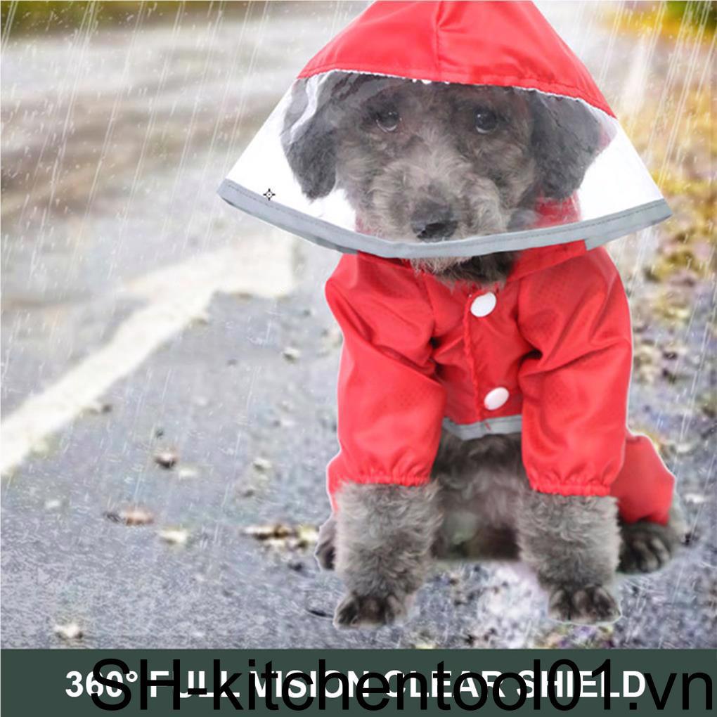 Áo Mưa Bằng Polyester Chống Thấm Nước Kèm Dải Phản Quang Dành Cho Thú Cưng