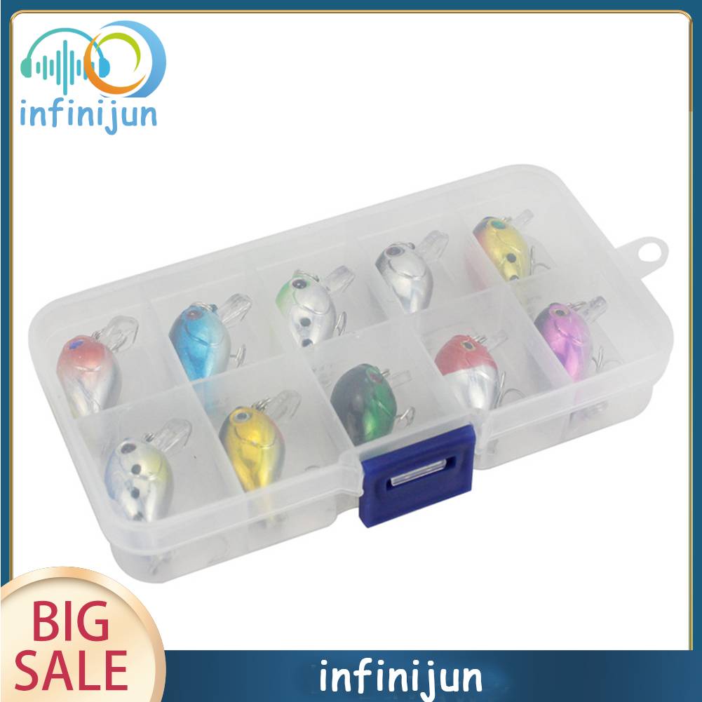 Set 10 Mồi Giả Nhử Cá Bằng Nhựa Gắn Kèm Móc Câu