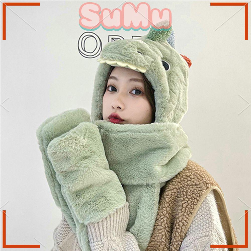 SUMU Mũ Hình Khủng Long Hoạt Hình One Piece Kèm Chụp Tai Chống Lạnh Chống Gió