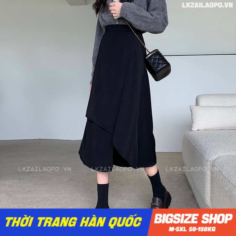 chân váy dáng dài Bigsize chân váy nữ lưng cao cạp cao chữ a mùa xuân hè Phong cách Hàn Quốc Thời Trang sang chảnh cá tính xinh đẹp quảng châu cao cấp