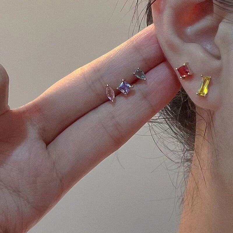 Set 5 Khuyên Tai Hợp Kim Đính Đá Zircon Thời Trang Cho Nữ