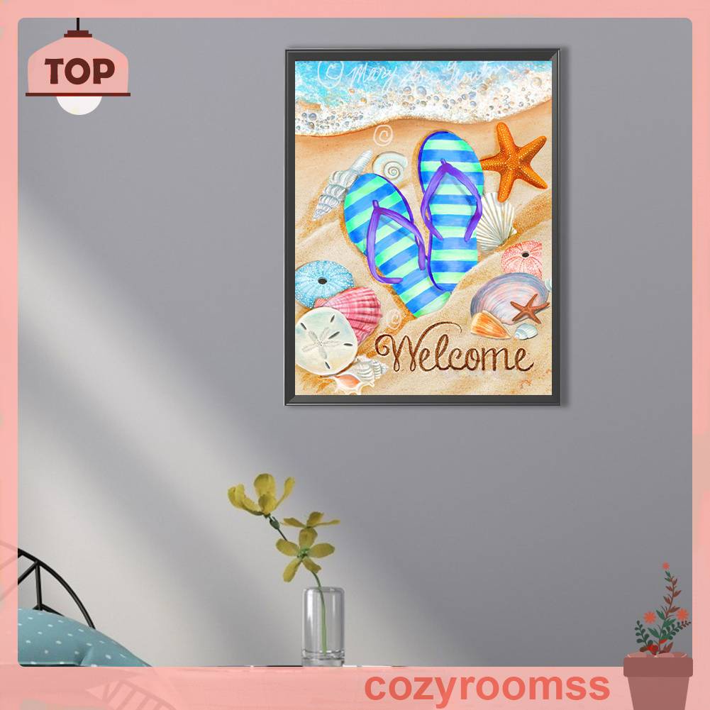 Tranh Đính Đá Kim Cương Toàn Bộ 5D DIY Hình Vẽ Bãi Biển