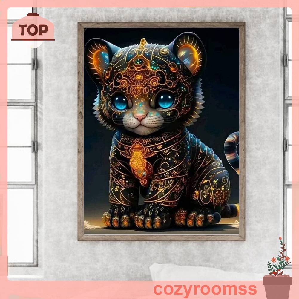 Tranh Đính Đá Kim Cương Toàn Bộ 5D DIY Hình Vẽ Mèo Trang Trí Nhà Cửa