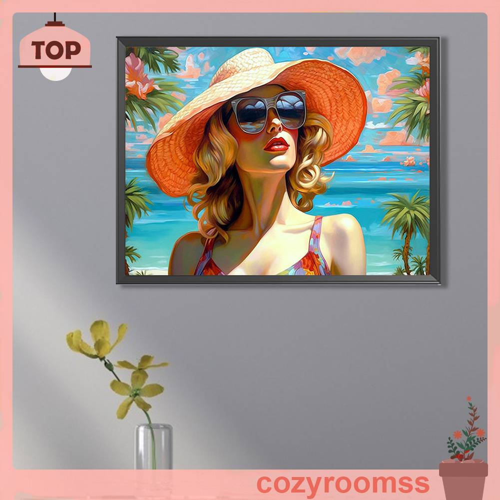 Tranh Đính Đá Kim Cương Toàn Bộ 5D DIY Hình Vẽ Người Phụ Nữ Trang Trí Nhà Cửa