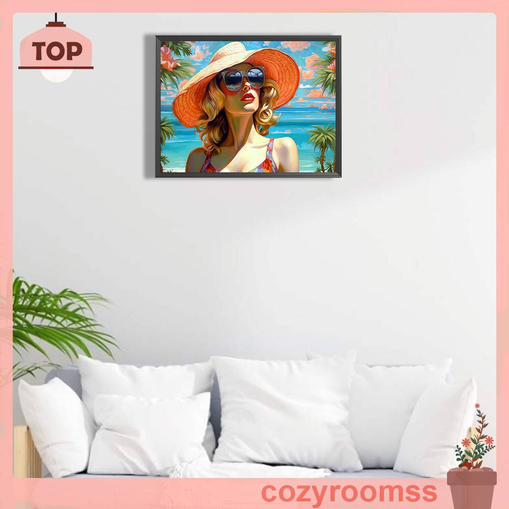 Tranh Đính Đá Kim Cương Toàn Bộ 5D DIY Hình Vẽ Người Phụ Nữ Trang Trí Nhà Cửa