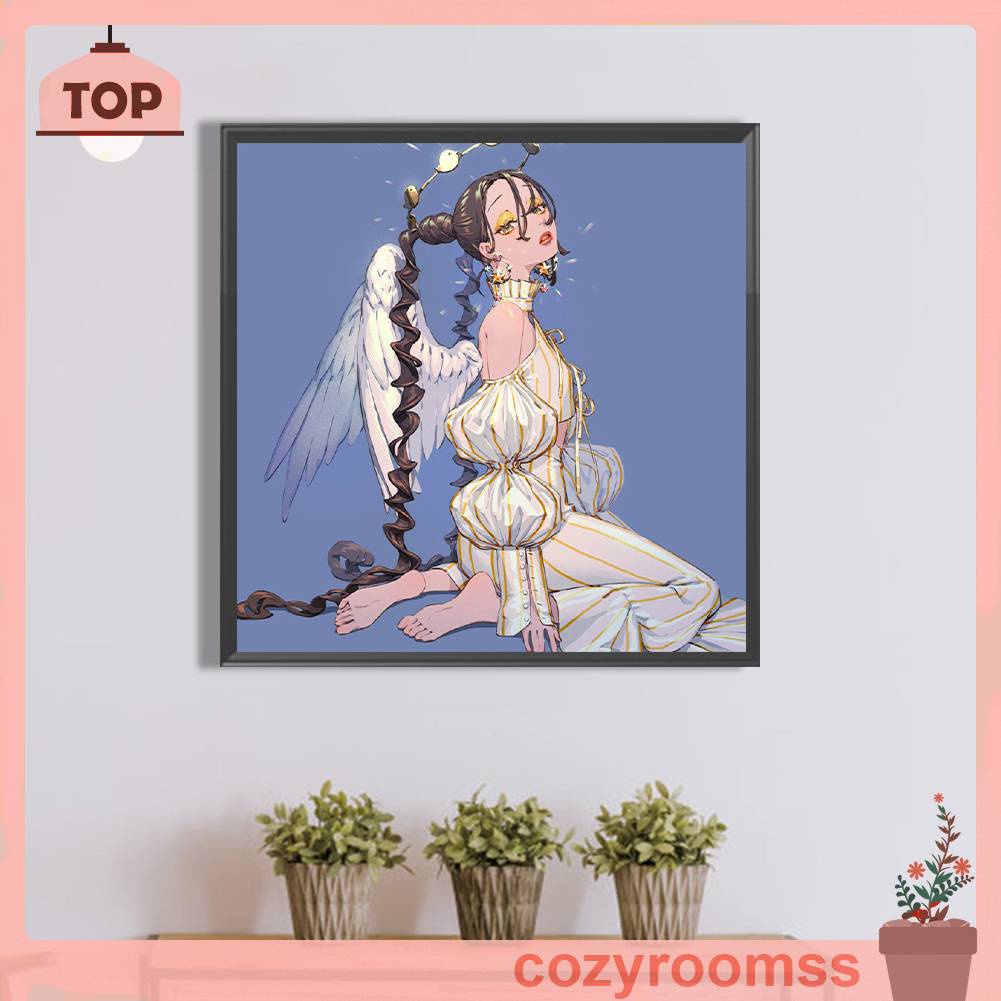 Tranh Đính Đá Kim Cương Toàn Bộ 5D DIY Hình Vẽ Cô Gái Cánh