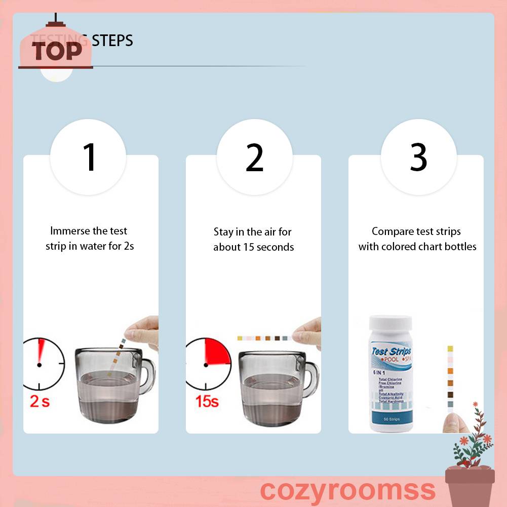 Set 50 Tờ Giấy Kiểm Tra Độ PH Bể bơi 6 Trong 1