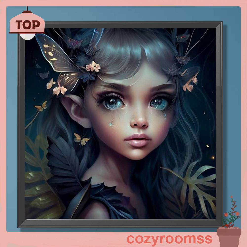 Tranh Đính Đá Kim Cương Toàn Bộ 5D DIY Hình Vẽ Cô Gái Elf Trang Trí Nhà Cửa