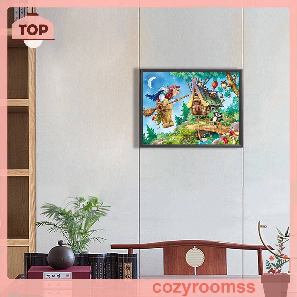 Tranh Đính Đá Kim Cương Toàn Bộ 5D DIY Hình Vẽ Phù Thủy Trang Trí Nhà Cửa