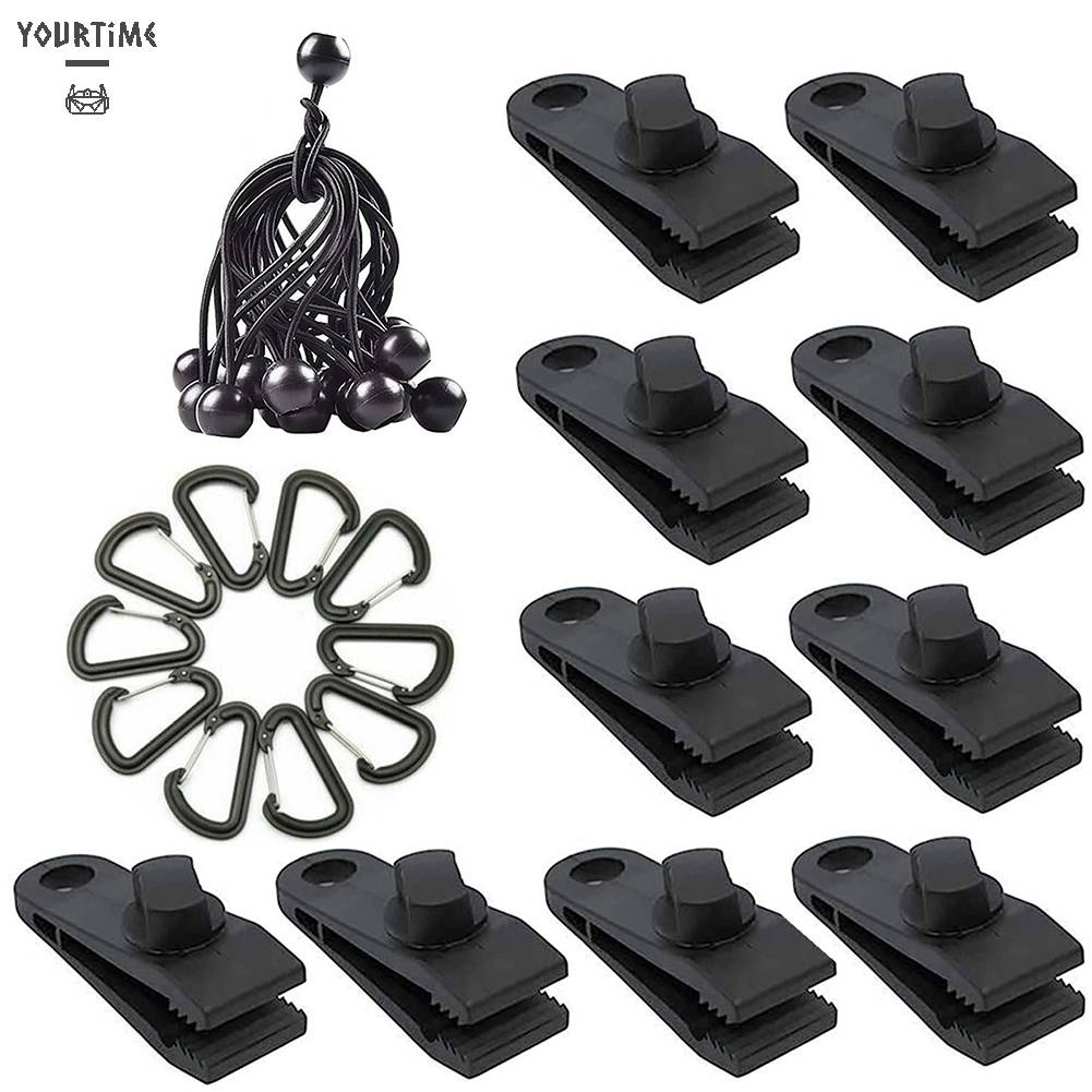 Set 30 Kẹp Tarpaulin Kèm Dây Thừng Đàn Hồi Cho Cắm Trại