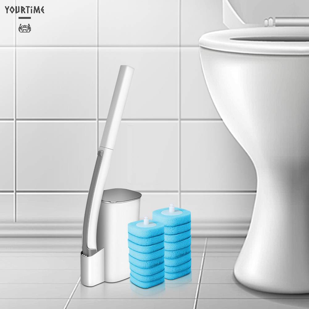 Giá Đỡ Bàn Chải Vệ Sinh Toilet Dùng Một Lần Với Tay Cầm Dài Và Gương