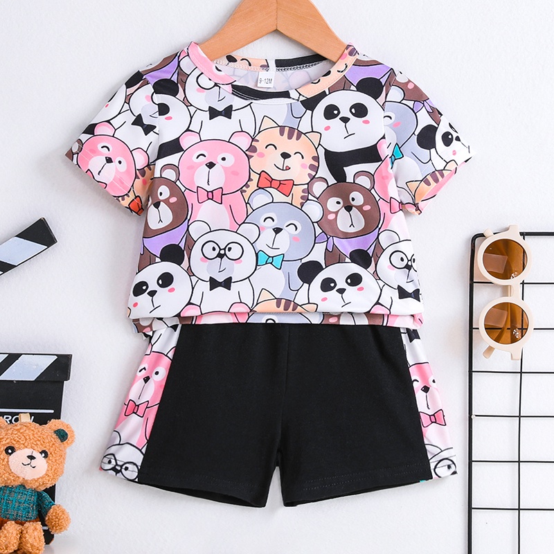 Combo bộ đồ bé trai 6-36 tháng tay ngắn áo phông quần In Hình Hoạt Hình Quần Ngắn set mùa hè thời trang cho bé trẻ em sơ sinh