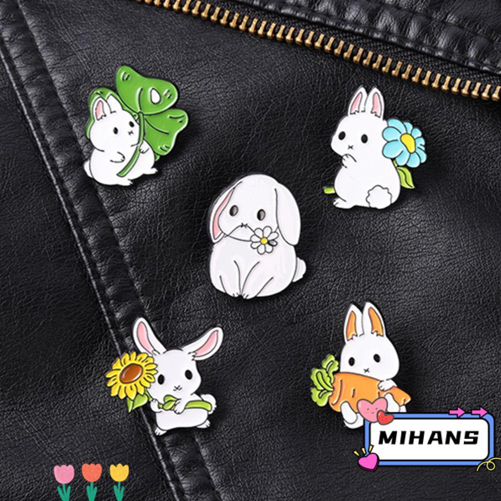 MIH Trâm Cài Áo Hình Thỏ Tráng Men Bằng Hợp Kim Cho Nữ