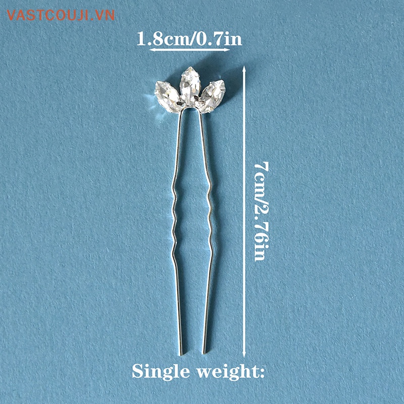 Trâm Cài Tóc Chữ U Màu Bạc Đính Đá Pha Lê Cho Cô Dâu