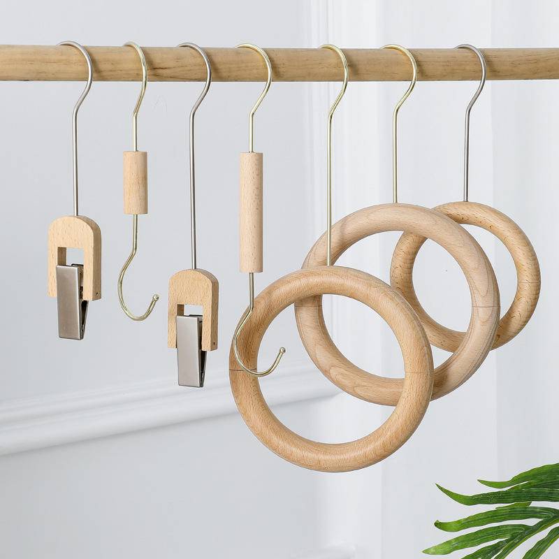 Phụ Kiện Móc Treo Khăn Choàng / Túi Xách Hình Tròn Chữ S Bằng Gỗ Dùng Làm Đạo Cụ Chụp Ảnh
