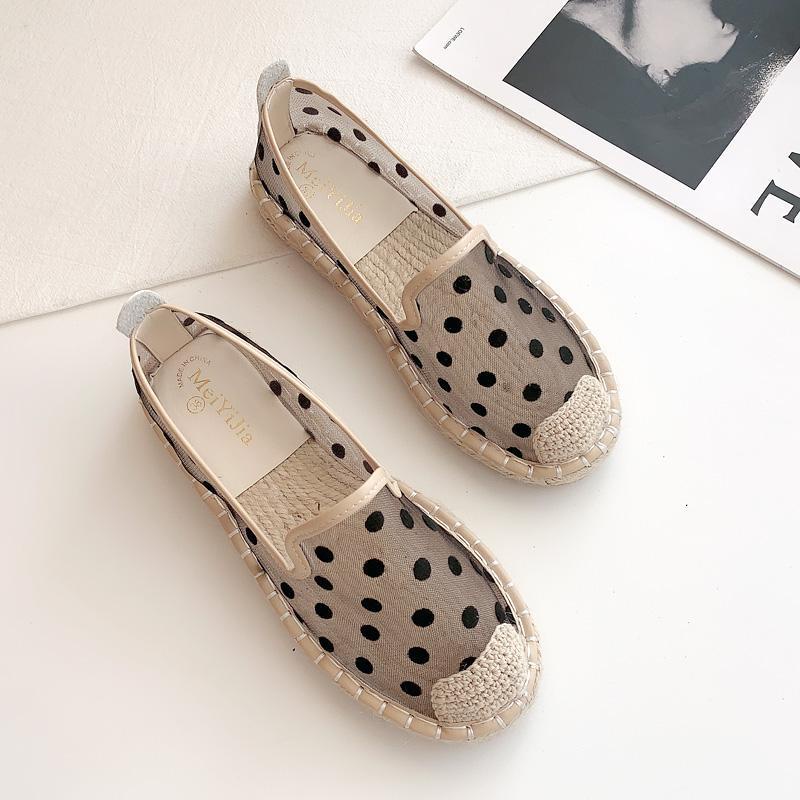 Giày Lười Đế Bằng Phối Lưới Thoáng Khí Phong Cách Mới Cho Nữ
