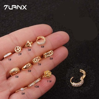 1 Khuyên Tai Tròn Mini Đính Đá Zircon Hình Trái Tim