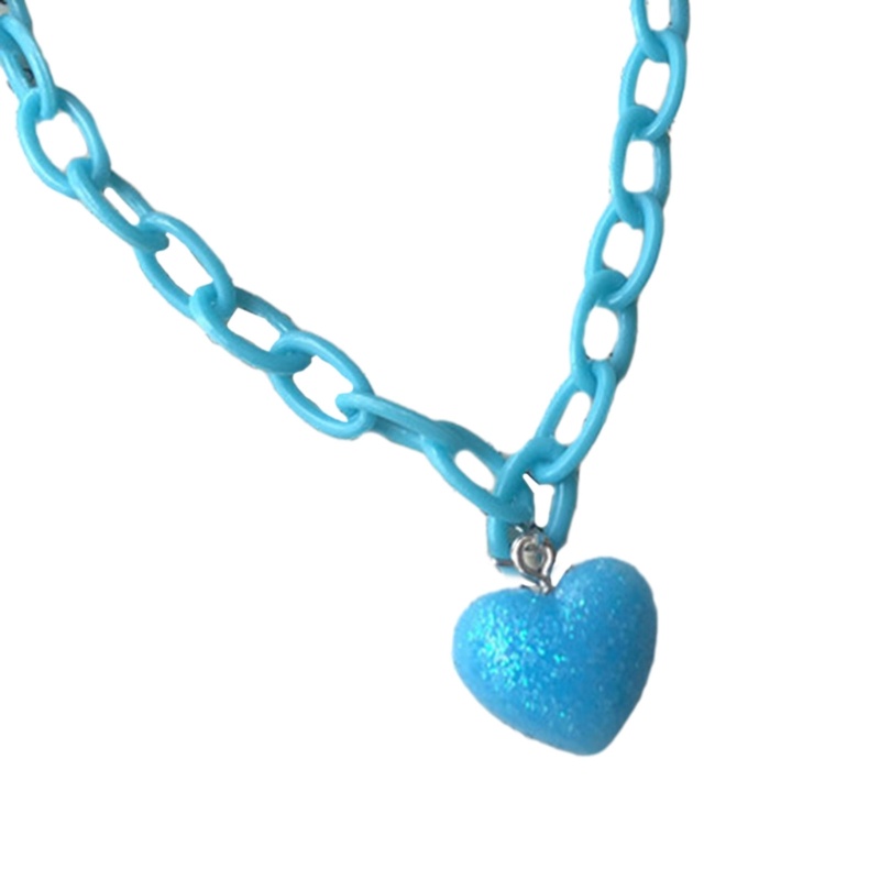 Vòng cổ Mặt Trái Tim Bằng Acrylic Nhiều Màu Sắc Phong Cách Punk