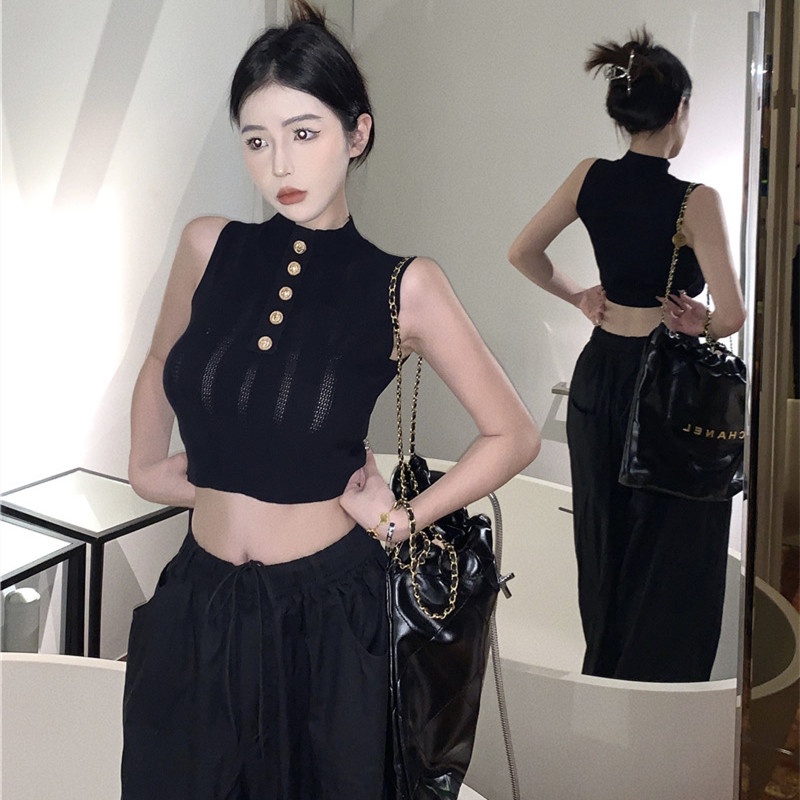 Áo Dệt Kim Sát Nách Cổ Lọ Thời Trang Mùa Hè
