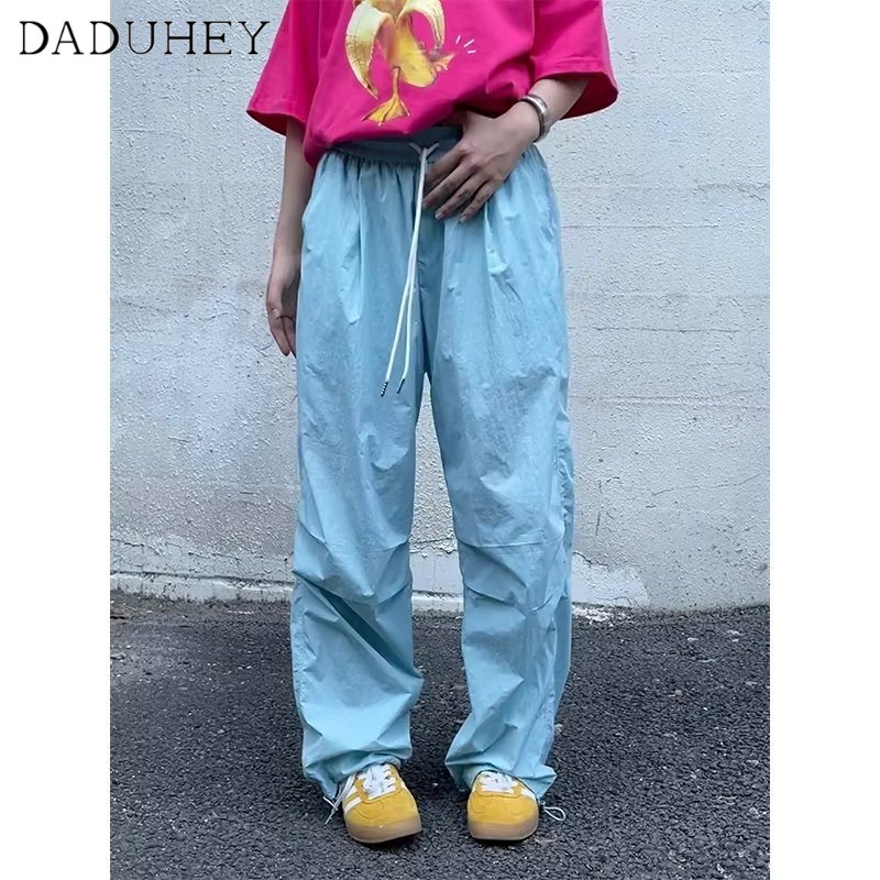 DaDuHey New American ins high street casual pants women's niche high waist loose parachute pants sweatpants