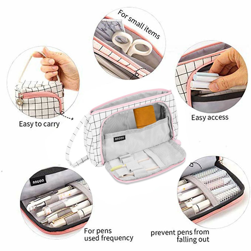 =Christmas=Pencil Case Large Capacity Multi-layer Canvas Storage Pouches Marker Pen Bag