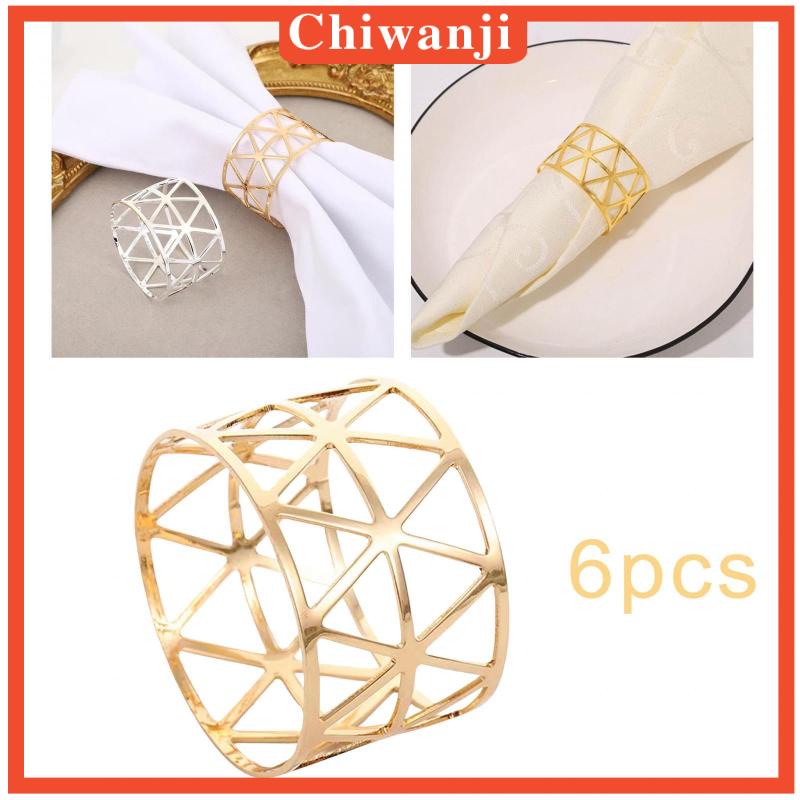 [Chiwanji] Set 6 Khóa Khăn Ăn Bằng Kim Loại Cho Bàn Ăn Đính Hôn Gia Đình