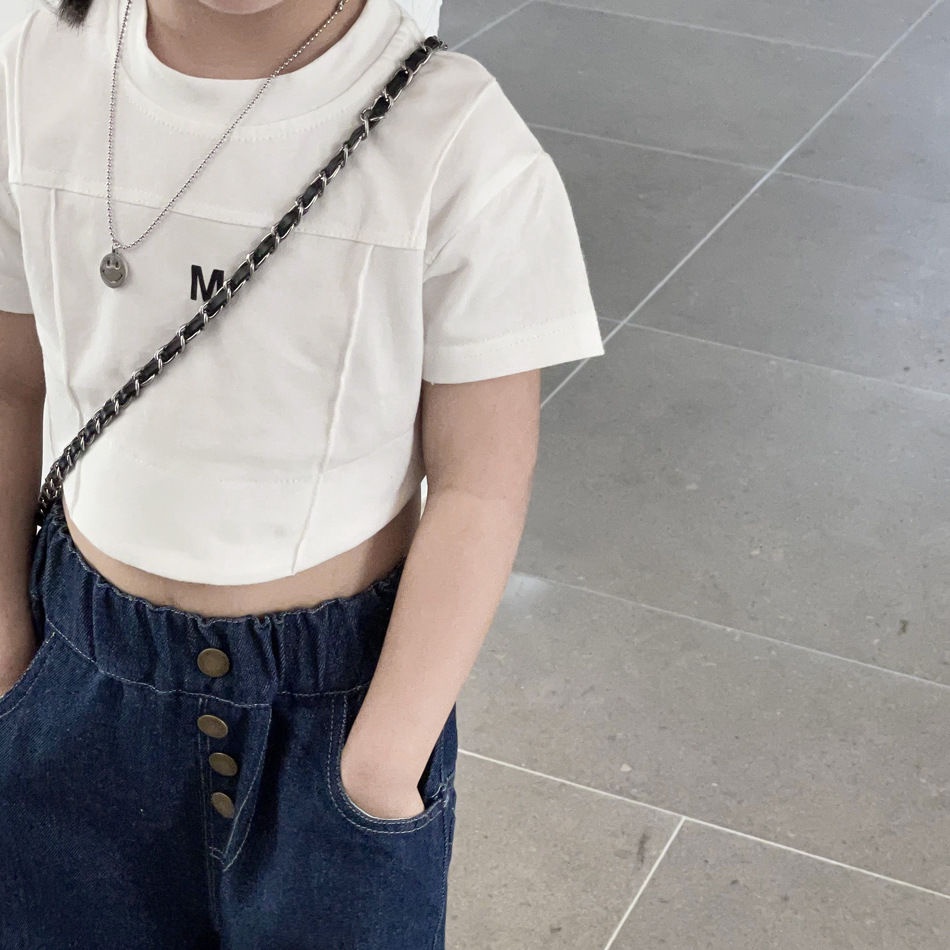 Áo Thun Cotton Ngắn Tay Màu Sắc Trơn Thời Trang Mùa Hè Cho Bé Gái