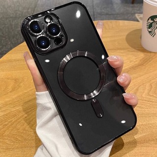 Ốp Điện Thoại Trong Suốt Pha Lê Mạ Điện Sang Trọng Tương Thích Cho IPhone 17 Air 16 15 14 13 12 11 Pro Max Sạc Không Dây Từ Tính Mềm Ốp Lưng TPU