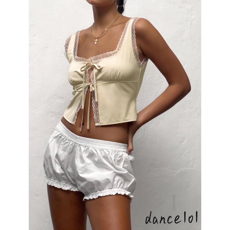 Áo Khiêu Vũ Không Tay Cổ Vuông Phối Ren Thời Trang Dành Cho Nữ 1O1