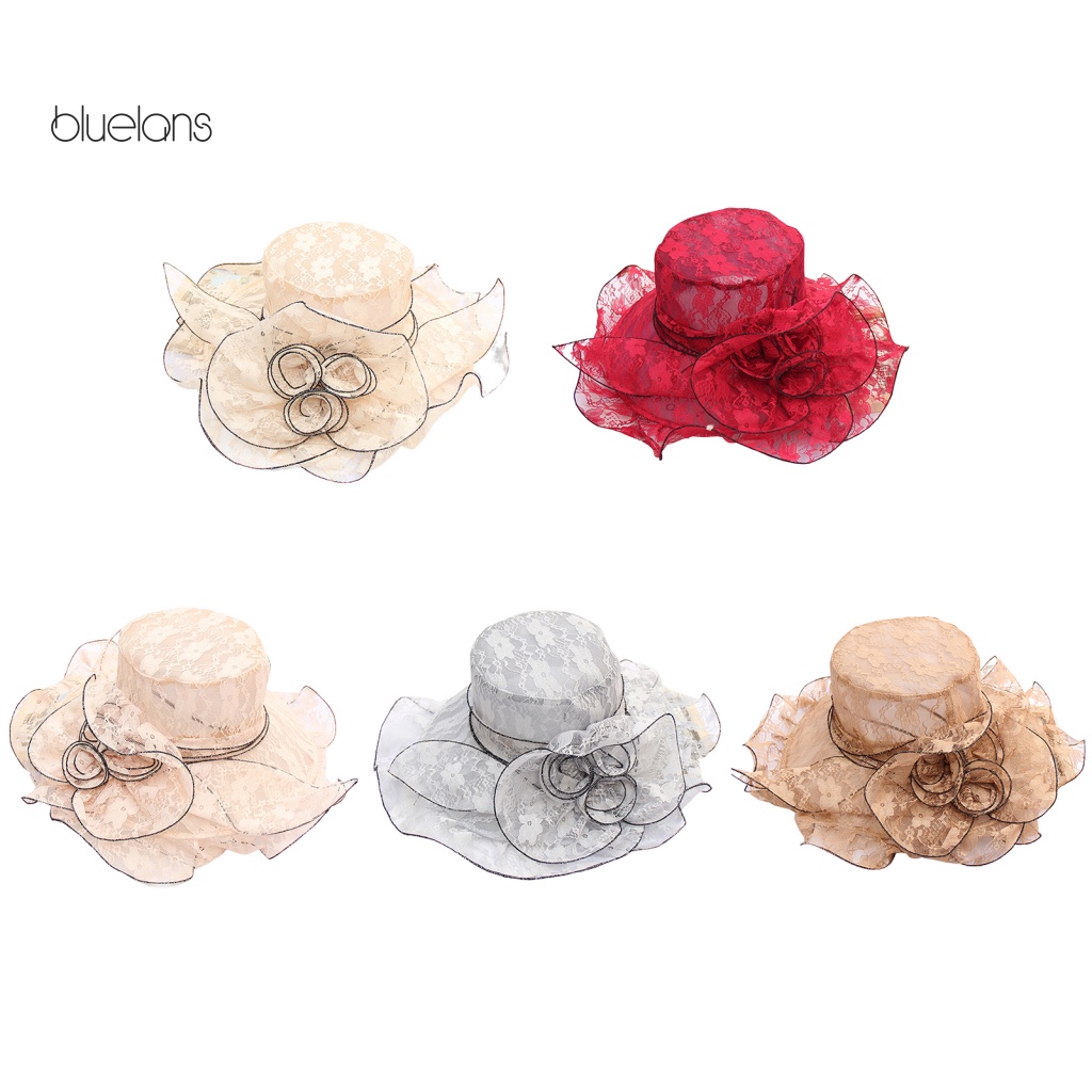 Nón Rộng Vành Phối Ren Hoa Thời Trang Đi Biển